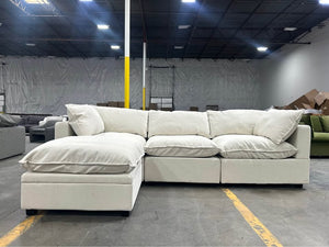 Albany Park 122'' Kova Pillow Cushion Sofa  + Ottoman (Sand Performance Basketweave)