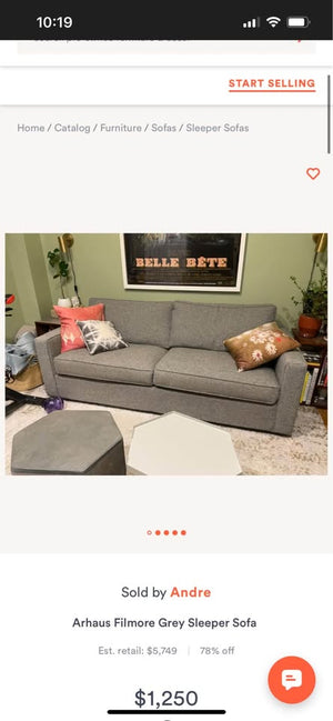 Arhaus 86'' Filmore Air Coil Sleeper Sofa (Theater Granite)