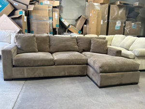 Crate & Barrel Taupe Axis 2-Pc Chaise Sectional