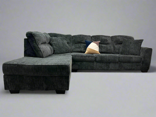Contemporary Black Microfiber Chaise Sectional