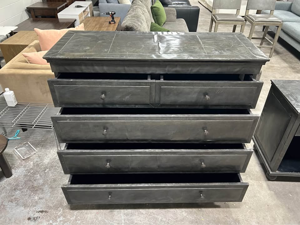 Restoration Hardware Annecy Metal Wrapped 5-Drawer Dresser