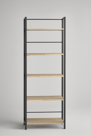 Modern Industrial 4-Tier Bookshelf with Black Metal Frame