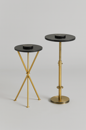 Black & Gold Marble Side Table Set