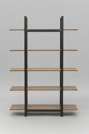 2 Industrial 5-Tier Wood & Black Metal Bookshelf / Display Shelf
