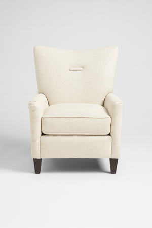 Cream Upholstered High-Back Accent Chair