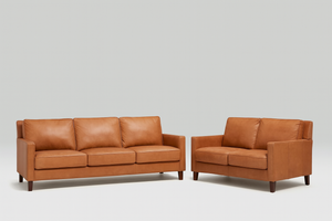 Prospera West Park 2-Pc Leather Sofa & Chair Set (Cognac)