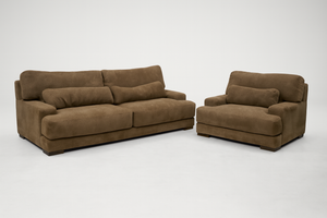 Oversized Brown Sofa and Chair