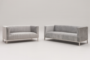 Gray Velvet Sofa & LoveSeat