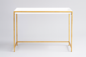 Modern White & Gold Console Table with Raised Tray Top