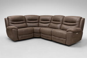 Brown Leather Recliner Sectional