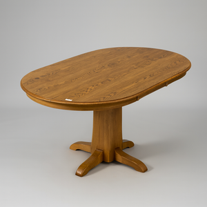 Oak Pedestal Dining Table with Leaf