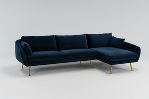Albany Park Navy Velvet Chaise Sectional