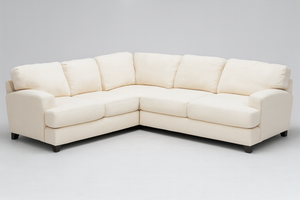 Cream L-Shaped Sectional Sofa with Deep Cushions