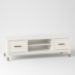 White TV Stand w/ Gold Accents