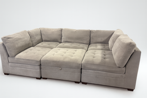Tisdale 6-Piece Light Gray Fabric Sectional