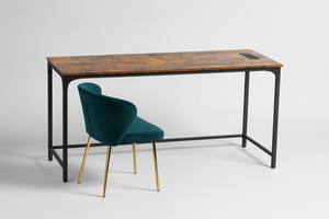 Dark Wood Office Desk & Chair Set