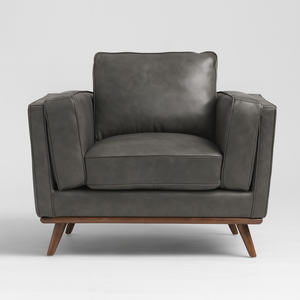 Positano Gray Leather MCM Accent Chair
