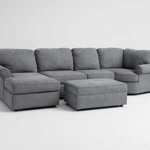 Grey Sectional with Storage Ottoman