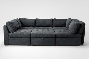 Tisdale 6-Piece Fabric Sectional-Gray with Storage Ottoman