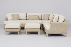 Modern Outdoor Sling 6-Piece Beige Sectional