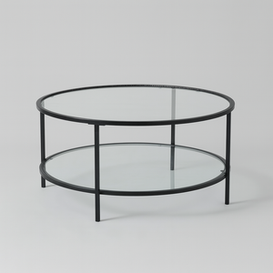 Black Coffee Table w/ Circle Glass