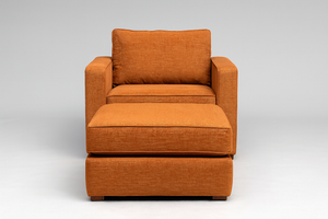LoveSac Terracota Rained Chenille Chair with Ottoman  (2 base/3side)