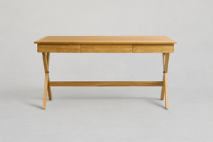 Rustic Honey Wood Office Desk with center drawer, and 2 Slide-Out Extensions
