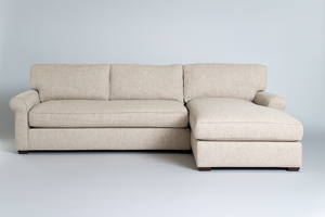 Beige Roll Arm Chaise Sectional