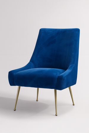 Modern Royal Blue Velvet Accent Chair with Gold Legs