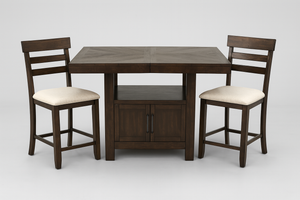 Counter-Height Dining Table with Storage Pedestal Base & Upholstered Chairs