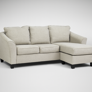 Beige Chaise Sofa with Pullout Mattress