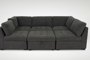 Tisdale 6-Piece Gray Fabric Sectional