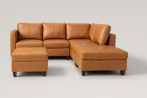 Leather Modular Sectional with Ottoman