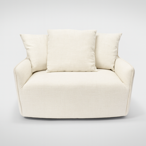 Cream Oversized Swivel Accent Chair with Pillows