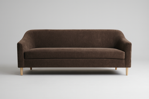 Brown Chenille Slope Arm Sofa