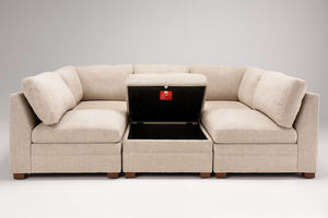 Tisdale 6-Piece Fabric Sectional - Taupe