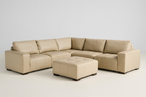 Teagan 6-Piece Leather Tan Sectional