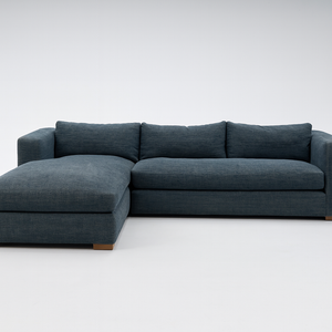 Denim Blue Chaise Sectional w/ Reversible Ottoman