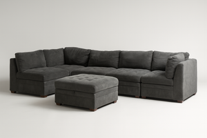 Tisdale 6-Piece Gray Fabric Sectional