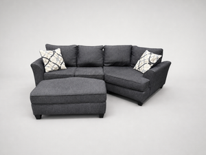 Charcoal Gray Cuddler Sectional Sofa with Oversized Ottoman