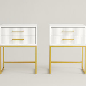 White/Gold Nightstand Set