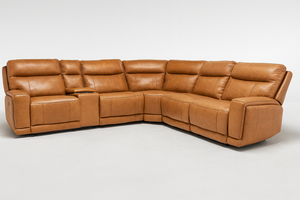 Lauretta Brown Leather Power Sectional
