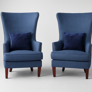 Blue Wing Back Chair Set