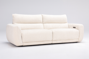 White Soft Fabric Power Recliner Sofa