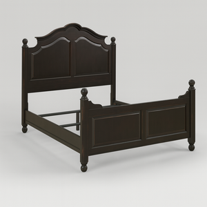 Traditional Black Wood Queen Bed Frame with Arched Headboard & Footboard