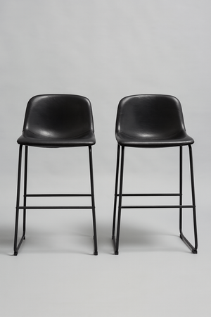 Black Leather Barstool Set