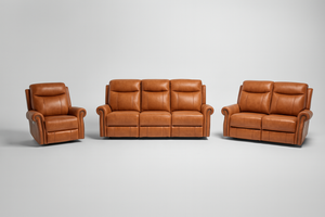 Grayson 3-piece Leather Power Reclining Set with Power Headrests and Lumbar - Sofa, Loveseat, and Recliner