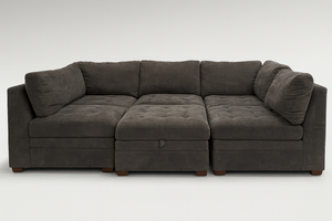 Tisdale 6-Piece Gray Fabric Sectional