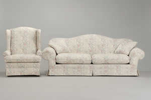 Traditional Floral Sofa & Matching Wingback Chair Set