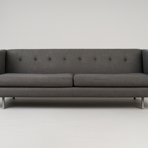 CB2 Avec Grey Sofa Brushed Stainless Steel Legs
